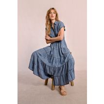 Longue robe chemise à volants