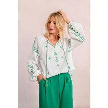 Blouse en popeline brodé