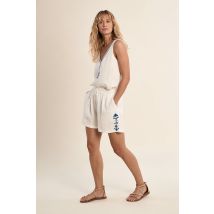 Short brodé, en gaze de coton