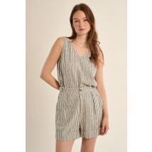 Short en coton, rayé