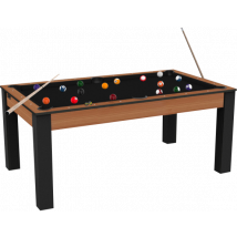 Billard convertible Delhi Bois Foncé Boisé pieds noirs 6FT