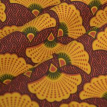 Tissu Wax fleur de mariage orange rouge - Mondial Tissus