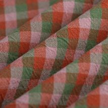 Tissu tissé teint crinkle vichy rose rouge vert - MT - Mondial Tissus
