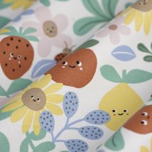 Tissu sergé Happy garden blanc - MT - Mondial Tissus