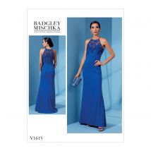 Patron Vogue 1615E5 robe soirée femme maxi top dentelle par badgley mischka - du 42 au 50 - Vogue - Mondial Tissus