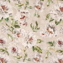 Toile coton lin slub grosse fleur blanche - Fryett's - Mondial Tissus