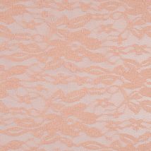 Tissu dentelle résille fleurs rose saumon - Mondial Tissus