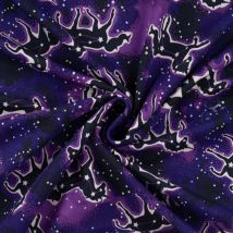 Tissu Jersey coton phosphorescent licorne violet - Mondial Tissus