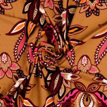 Maille jersey viscose fluide fleurs indiennes xl - Mondial Tissus