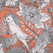 Tissu coton pour drap perroquet terracotta - MT - Mondial Tissus