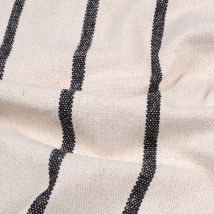 Toile de coton tissé teint imprimée rayures fond écru noir - Mondial Tissus