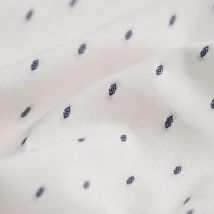 Tissu polycoton à plumetis bleu marine blanc - Mondial Tissus