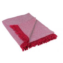 Plaid en laine mélangé rouge 150x150cm - fils upcyclés - Linder - Mondial Tissus