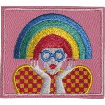 Écusson femme aux cheveux arc en ciel - Mondial Tissus