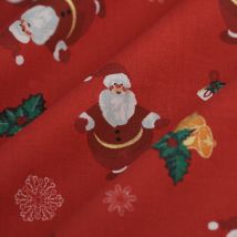 Tissu cretonne Père Noël rouge - Mondial Tissus