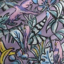 Tissu cretonne perroquet Tropic parme - MT - Mondial Tissus