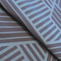 Tissu jacquard motifs géometriques rayés bleu et anthracite - Mondial Tissus