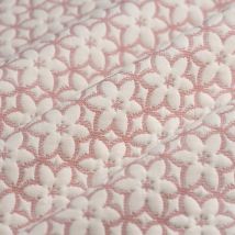 Tissu jacquard marguerite blanc rose - MT - Mondial Tissus