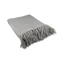 Plaid à frange gris anthracite - MT - Mondial Tissus