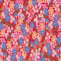 Tissu cretonne Akemi rouge - Mondial Tissus