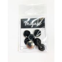 Lot de 2 boutons pressions magiques argentés - Miyako - Miyako - Mondial Tissus