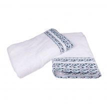 Lot de 2 draps de douche aztèque blancs - MT - Mondial Tissus