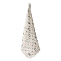 Torchon impression blockprint mini fleur bleu marron et écru artisanat indien - AU Maison - Mondial Tissus