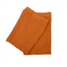 Lot de 2 gants de toilette nid d'abeille marron - MT - Mondial Tissus
