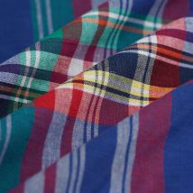 Tissu madras carreaux bleu multicolore - Mondial Tissus