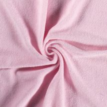 Tissu éponge coton extensible uni rose