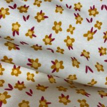 Maille jersey coton bio léger écru motifs fleurette - Albstoffe - Albstoffe - Mondial Tissus