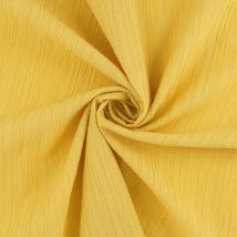 Tissu voile de coton froissé uni jaune moutarde - Mondial Tissus