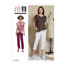 Patron Vogue 1630A blouses femme superposées et pantalon taille élastique par sandra betzina - du 34 au 48 - Vogue - Mondial Tissus