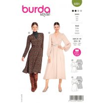 Patron Burda 6091 - robe portefeuille avec coulisse élastiquée - Burda - Mondial Tissus