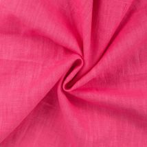 Tissu lin uni rose bonbon - Mondial Tissus