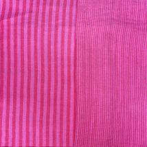 Tissu double gaze rayé recto verso bonbon et hibiscus - DOMOTEX - Mondial Tissus