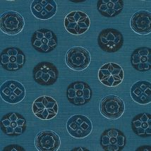 Tissu toile coton japonais bleu parasols délicats - Mondial Tissus