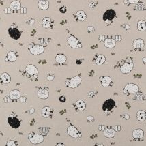 Tissu coton épais moutons noirs - Mondial Tissus