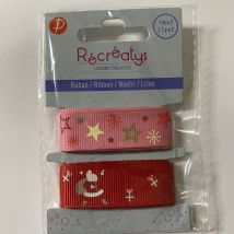 Lot de 2 rubans de Noël rose et rouge 16 mm x 1 m - Récréatys - Mondial Tissus