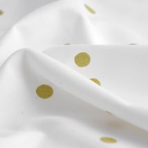 Tissu satin de coton pois dorés blanc - MT - Mondial Tissus