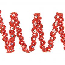 Galon pailleté brillant rouge 12mm - Mondial Tissus