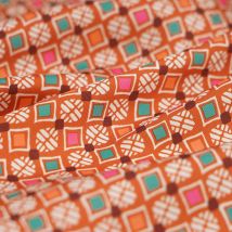 Tissu twill polyester recyclé géométrique orange