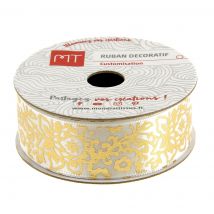 Bobine ruban satin impression dorée 3,5 m X 19 mm - MT - Mondial Tissus