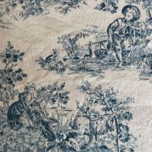 Toile coton effet toile de jouy Gabrielle marine - Mondial Tissus