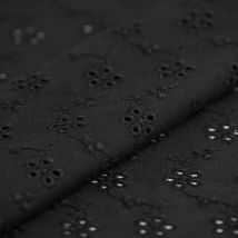 Tissu broderie anglaise coton noir - Mondial Tissus