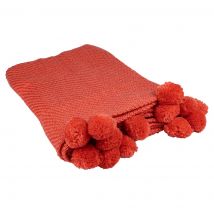 Plaid pompons rouge - MT - Mondial Tissus