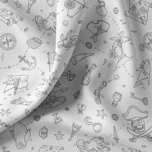 Tissu coton à colorier pirate - DOMOTEX - Mondial Tissus