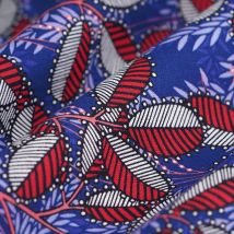 Tissu bachette branche Wax bleu - MT - Mondial Tissus