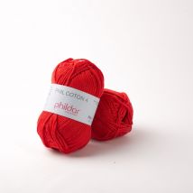 Pelote de fil à tricoter coton 4 cerise - Phildar - Phildar - Mondial Tissus