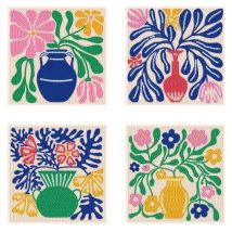 Kit Diamond Painting vase déco x4 dessins 15,2x15,2cm - Dotz - Mondial Tissus